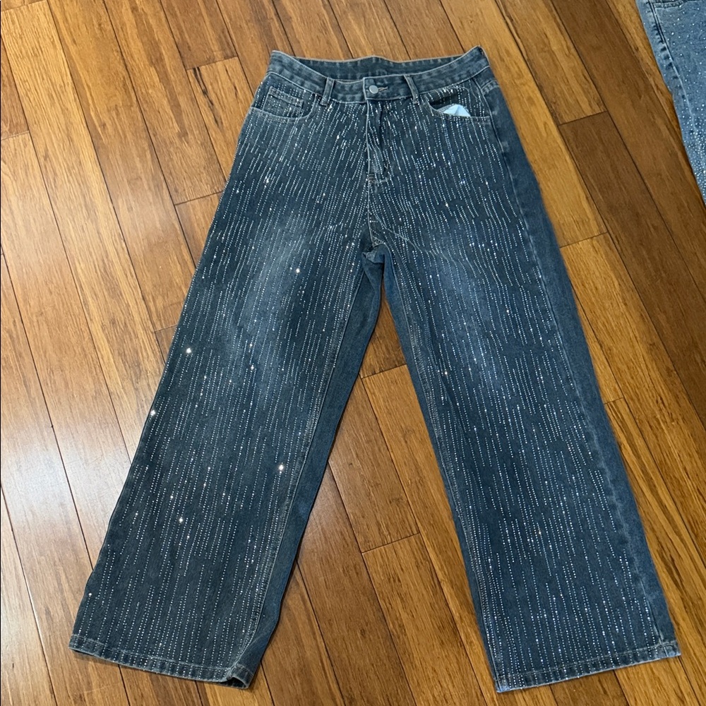 Sparkling Wide-Leg Jeans XL
